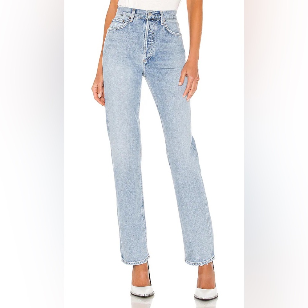 Agolde Women’s Straight Leg Jeans in Light Blue Wash
